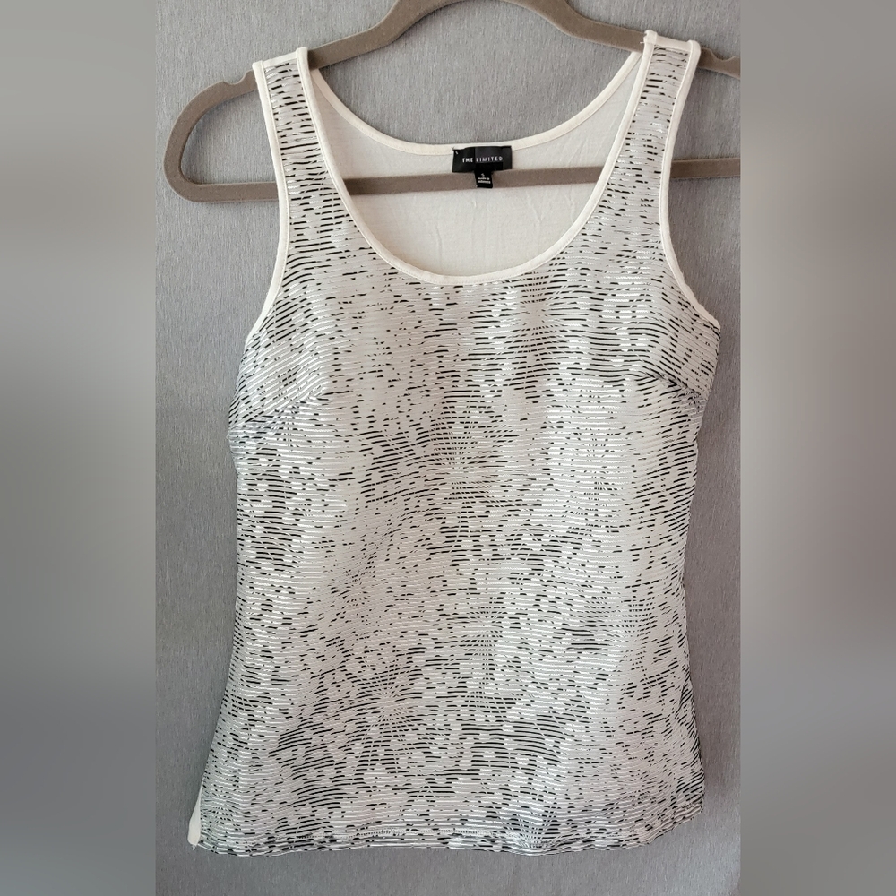The Limited White and Black Textured Tank Top